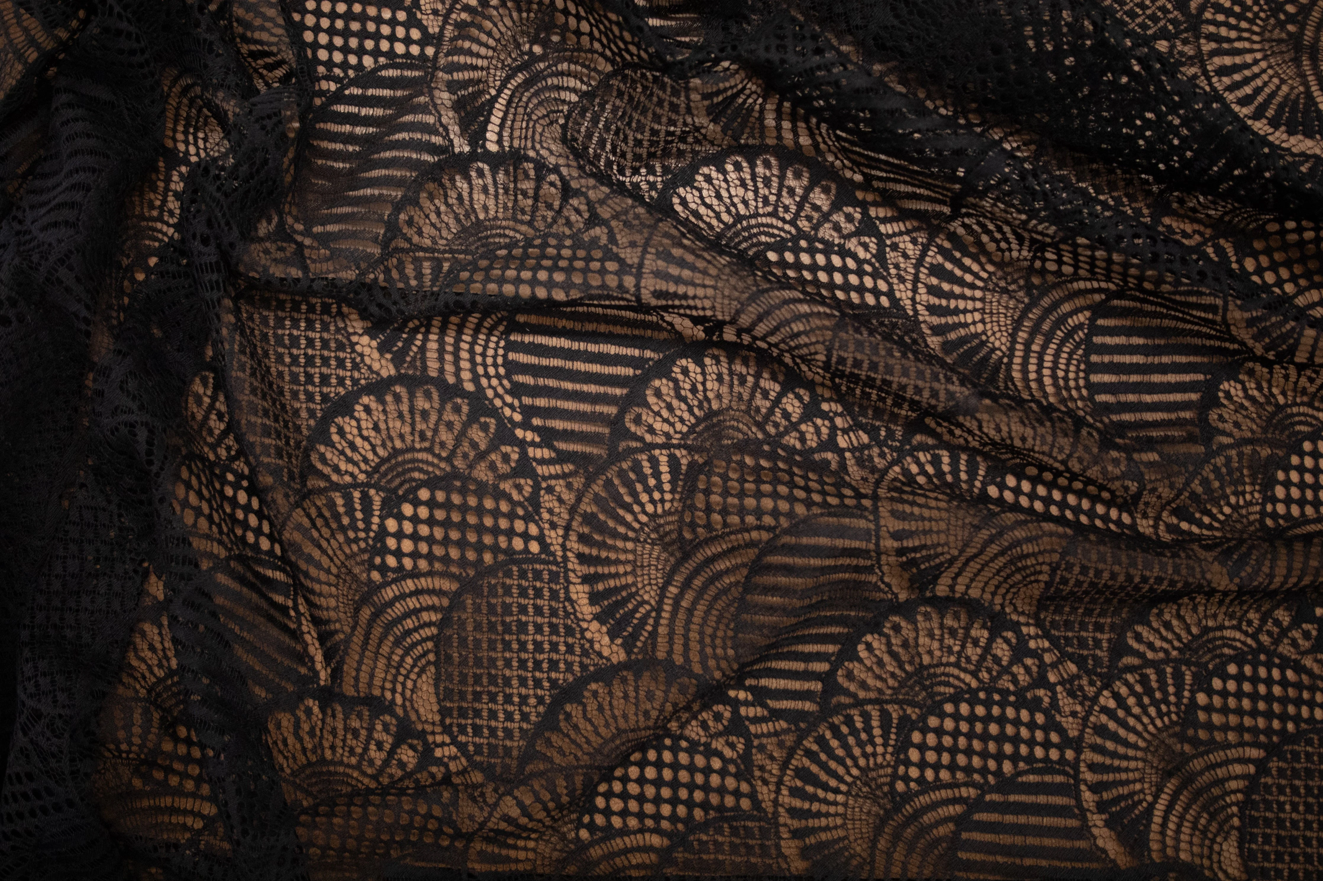 Abstract Cotton Lace in Black, Made in France - Image 3