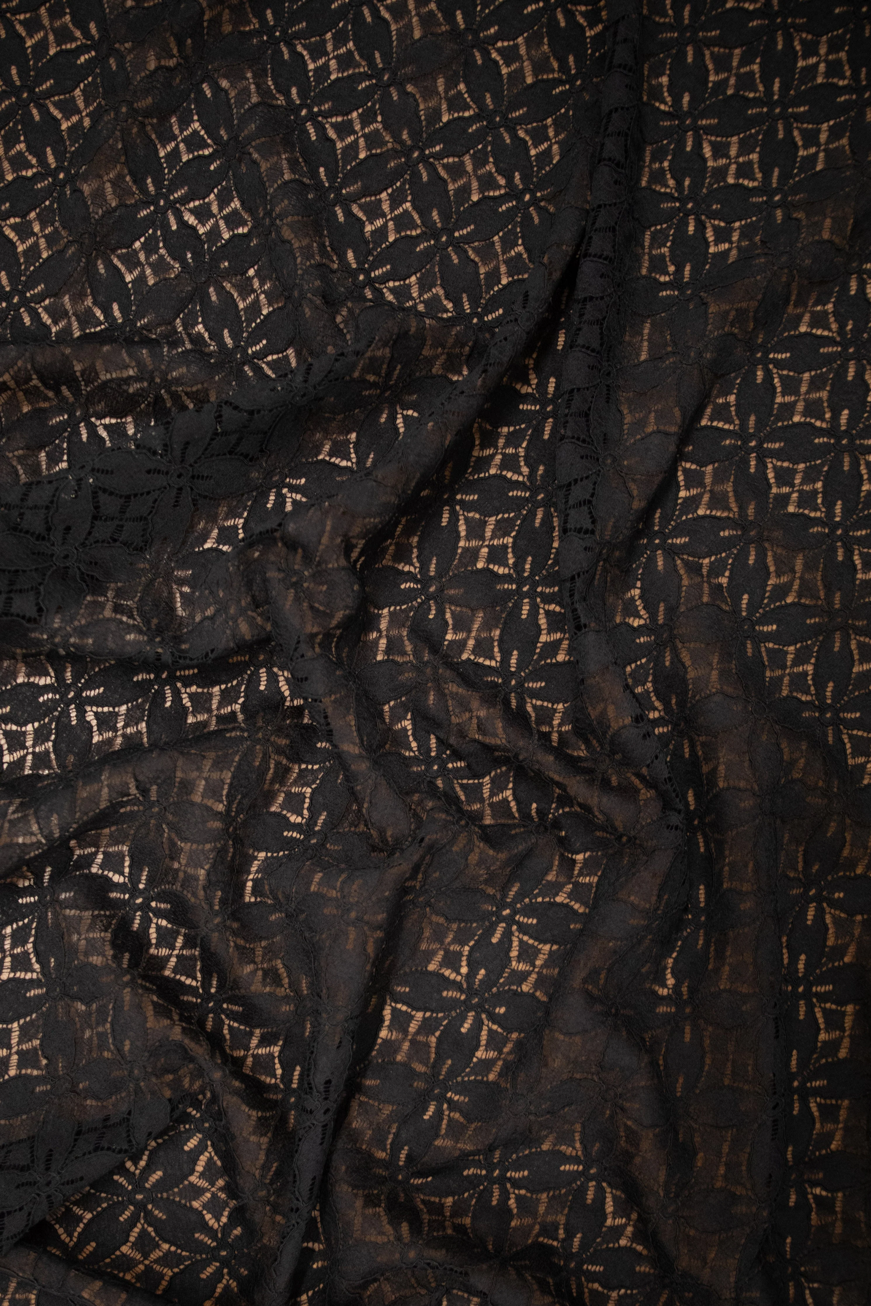 Abstract Stretch Lace in Black, Made in France - Image 3