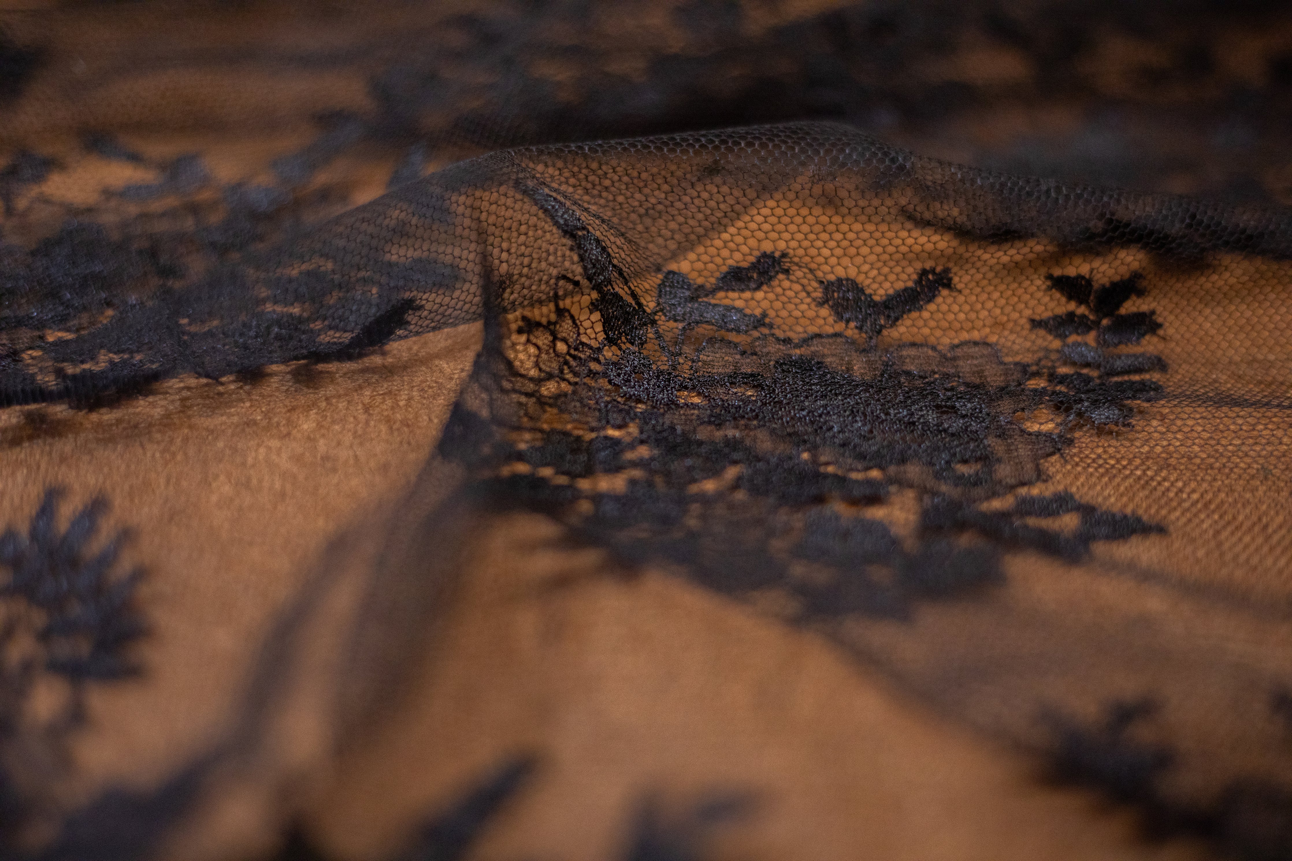 Floral Lace in Black, Made in France - Image 4