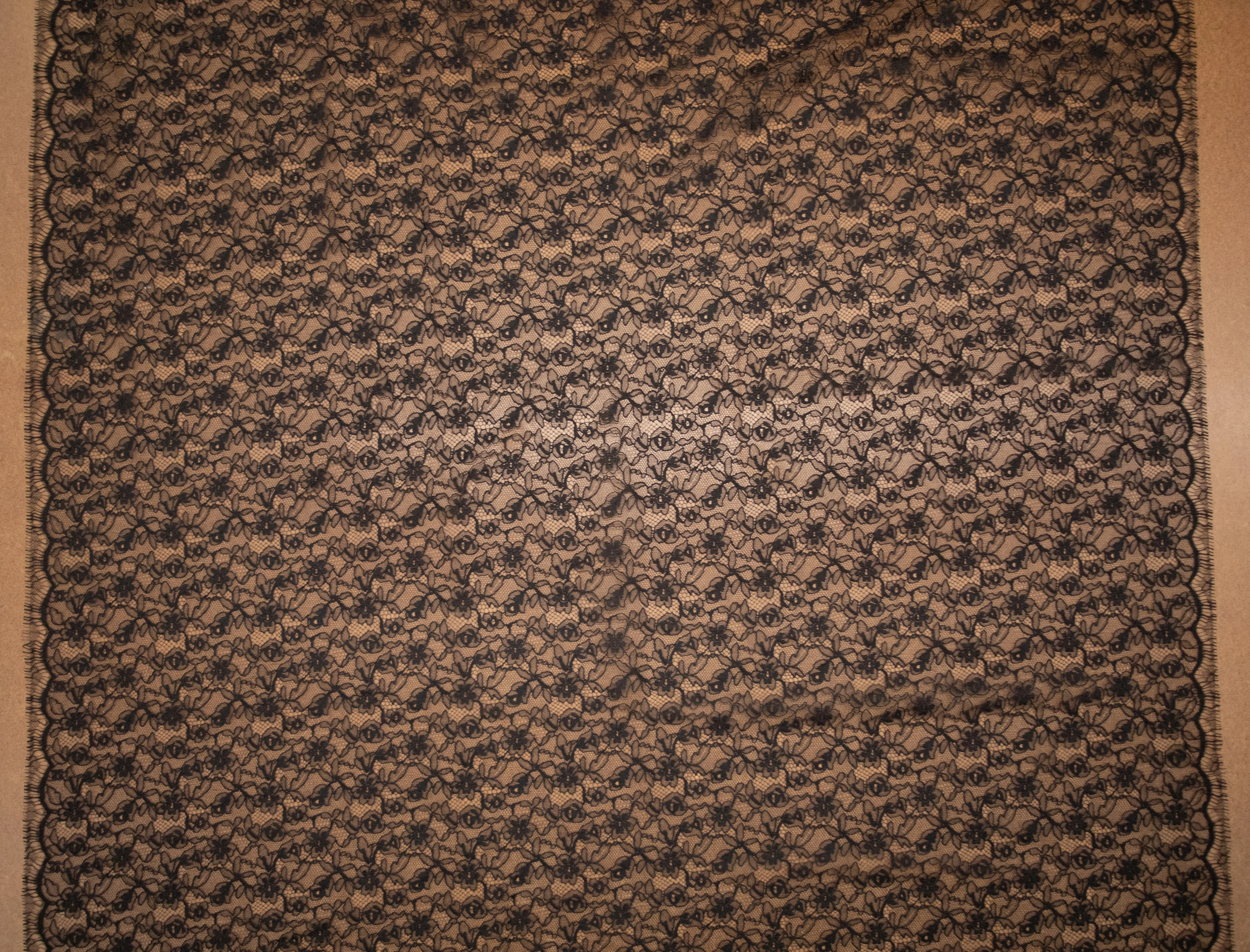 Floral Cotton Lace in Black, Made in France - Image 4