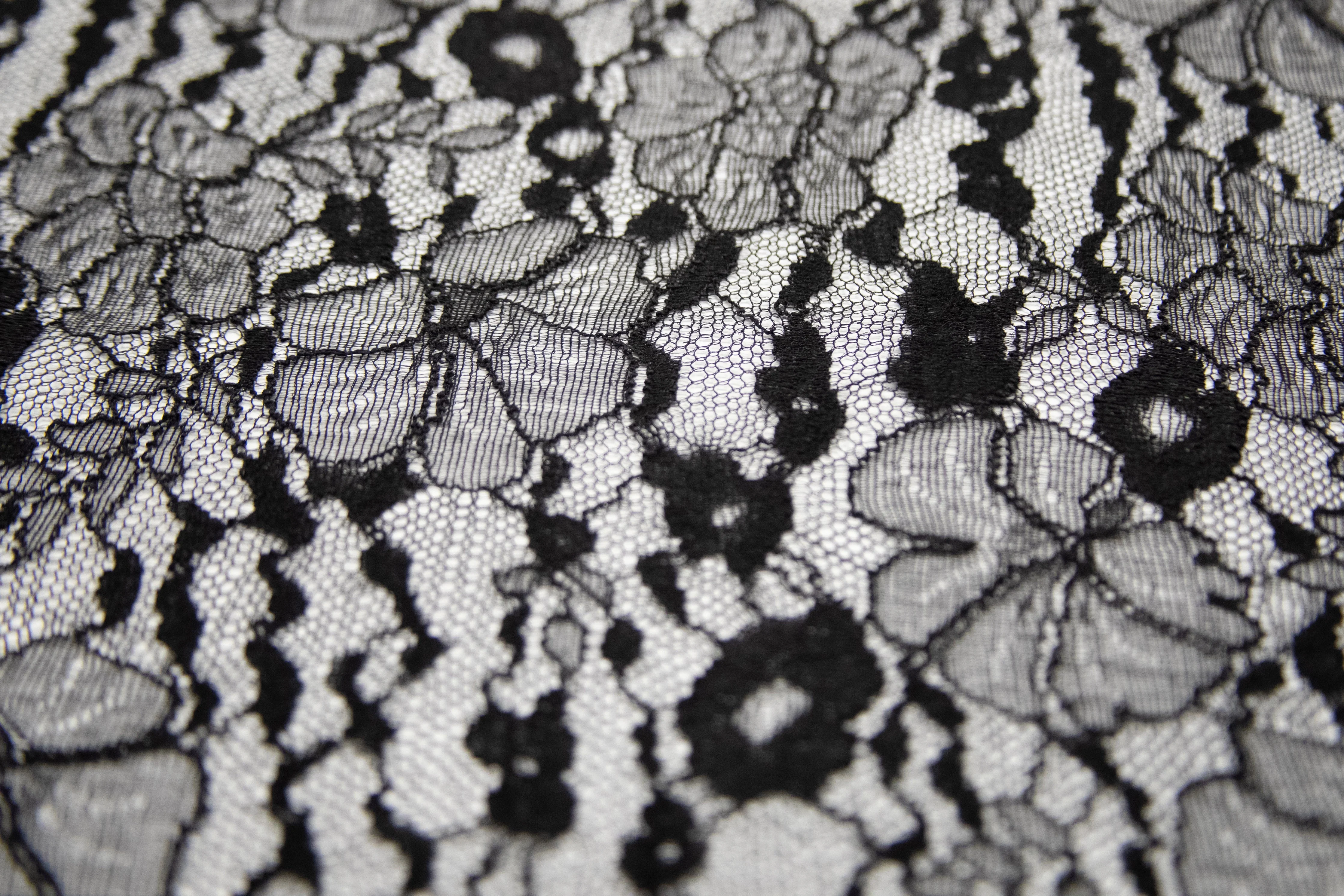 Floral Stretch Lace in Black, Made in France - Image 3