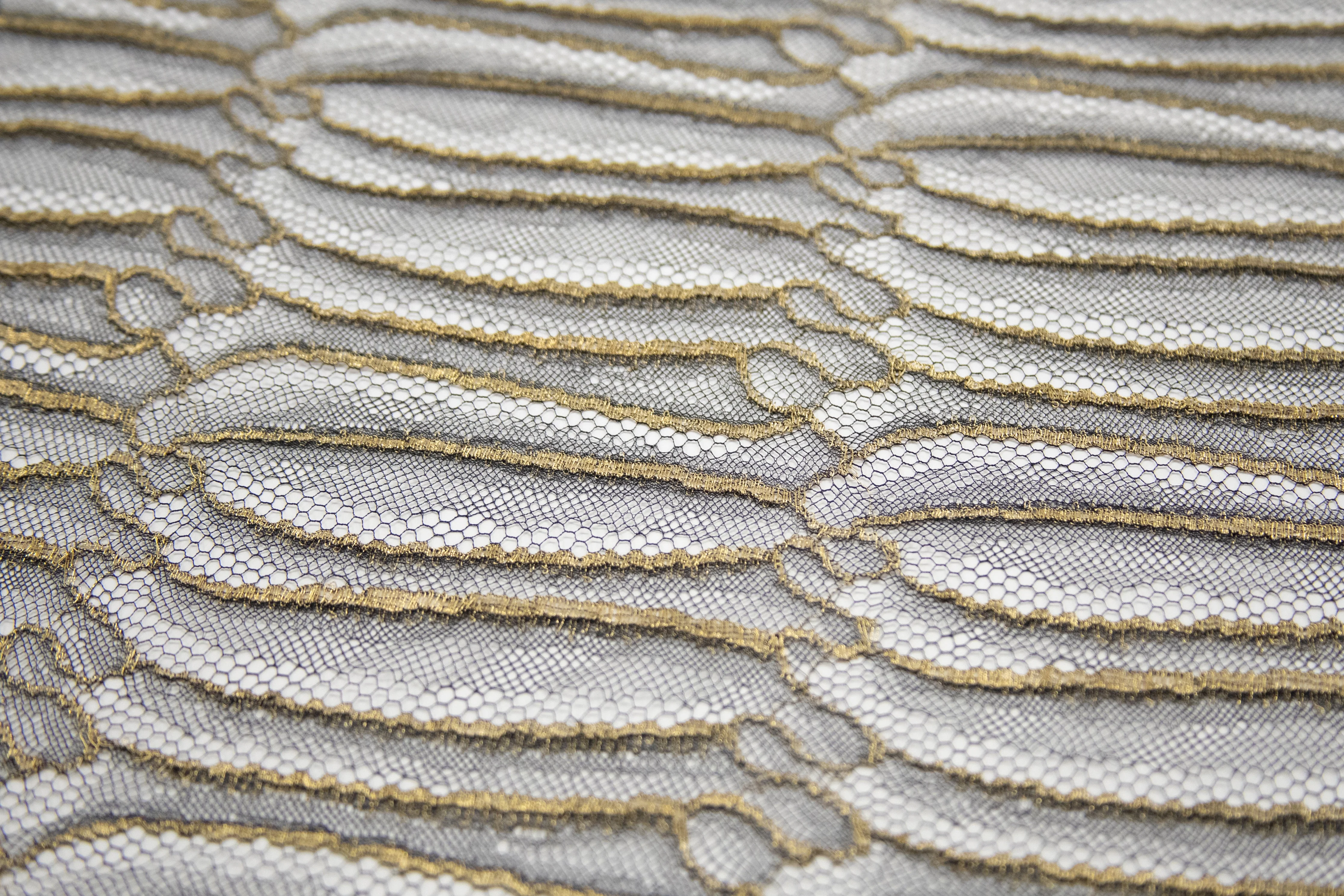 Abstract Lace in Black/Gold Metallic, Made in France - Image 3