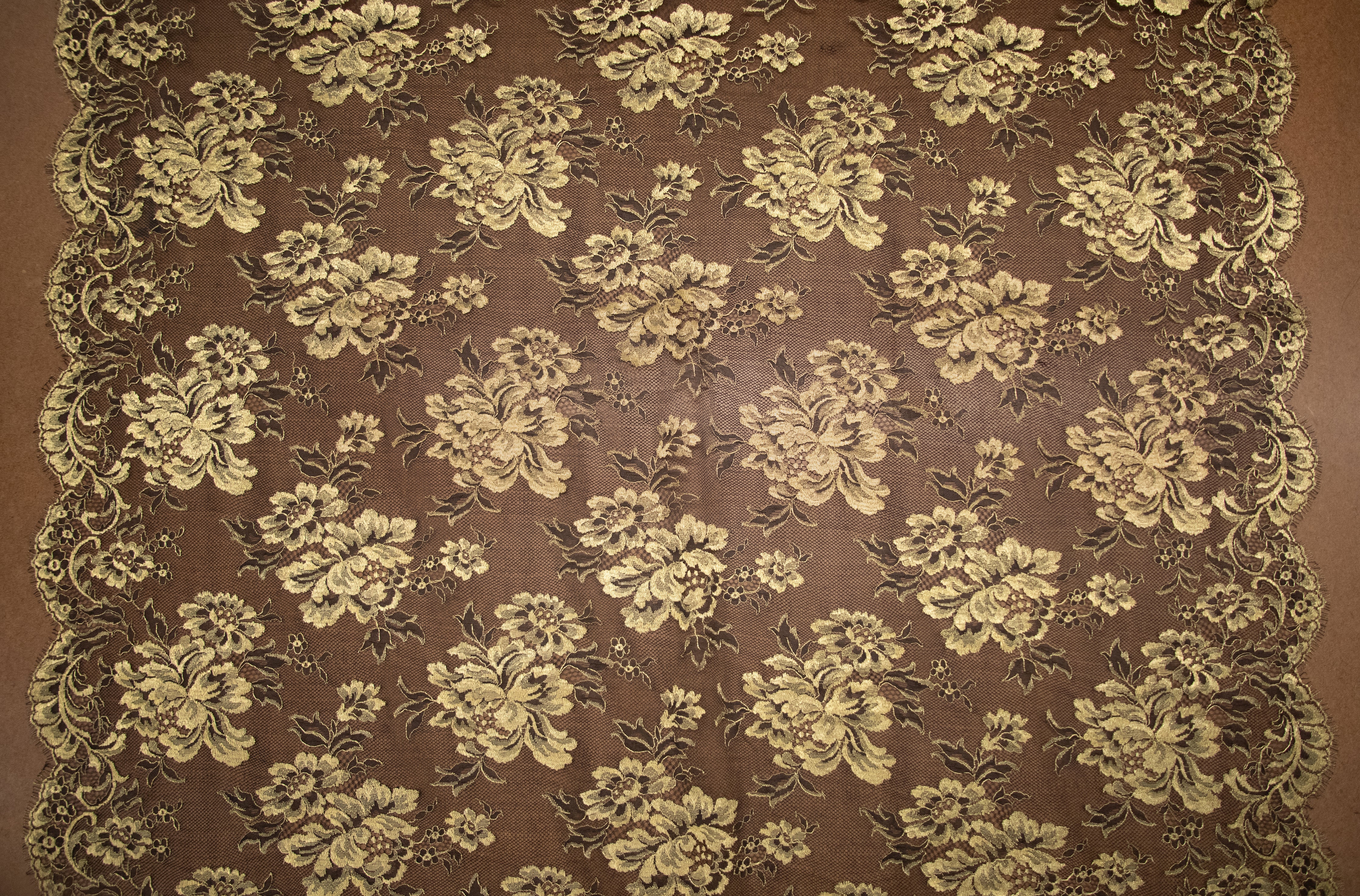 Floral Lace in Black/Gold Metallic, Made in France - Image 3