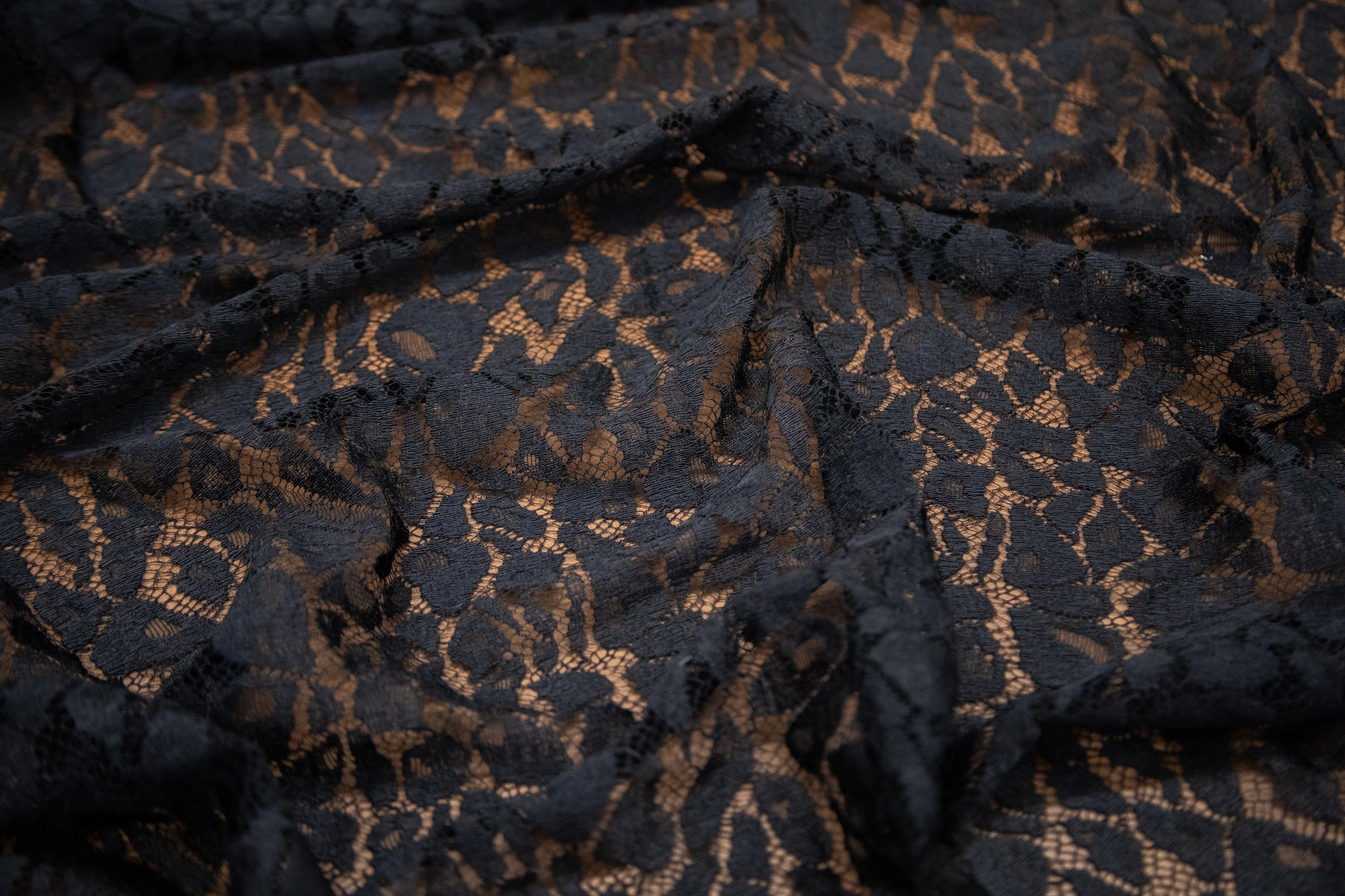 Abstract Stretch Lace in Black, Made in France - Image 3