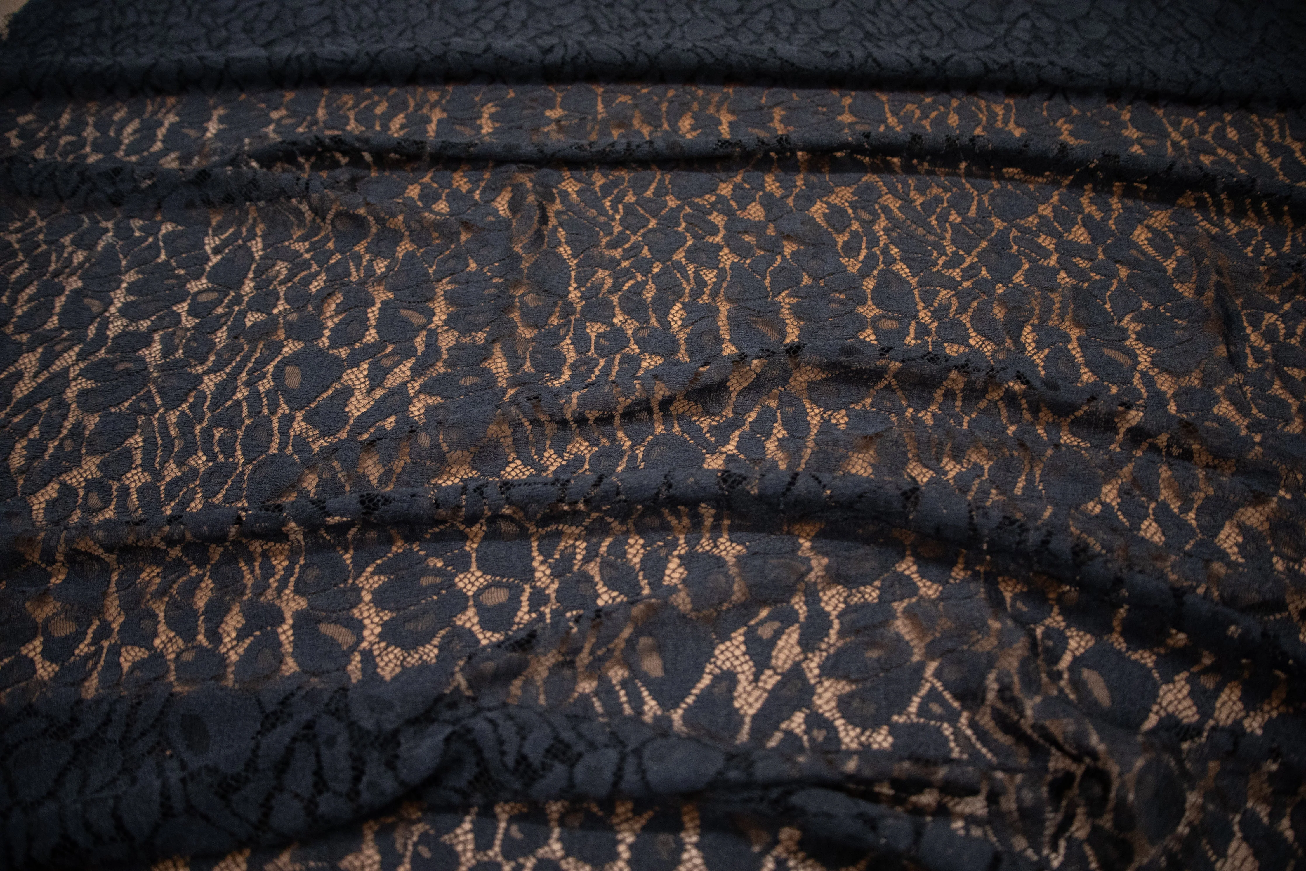 Abstract Stretch Lace in Black, Made in France - Image 4