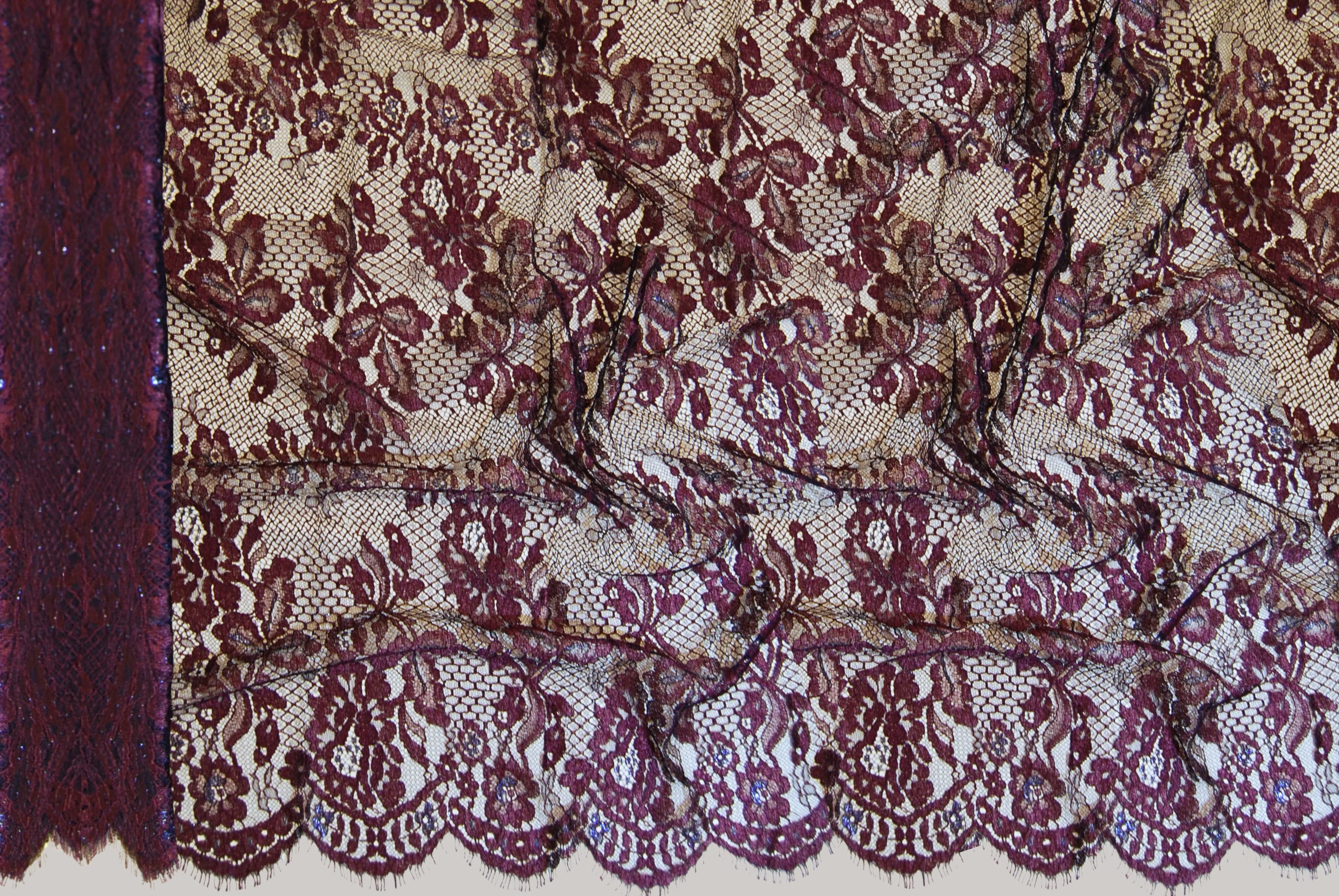 Floral Lace in Blue Sapphire/Red Amethyst Metallic, Made in France - Image 3