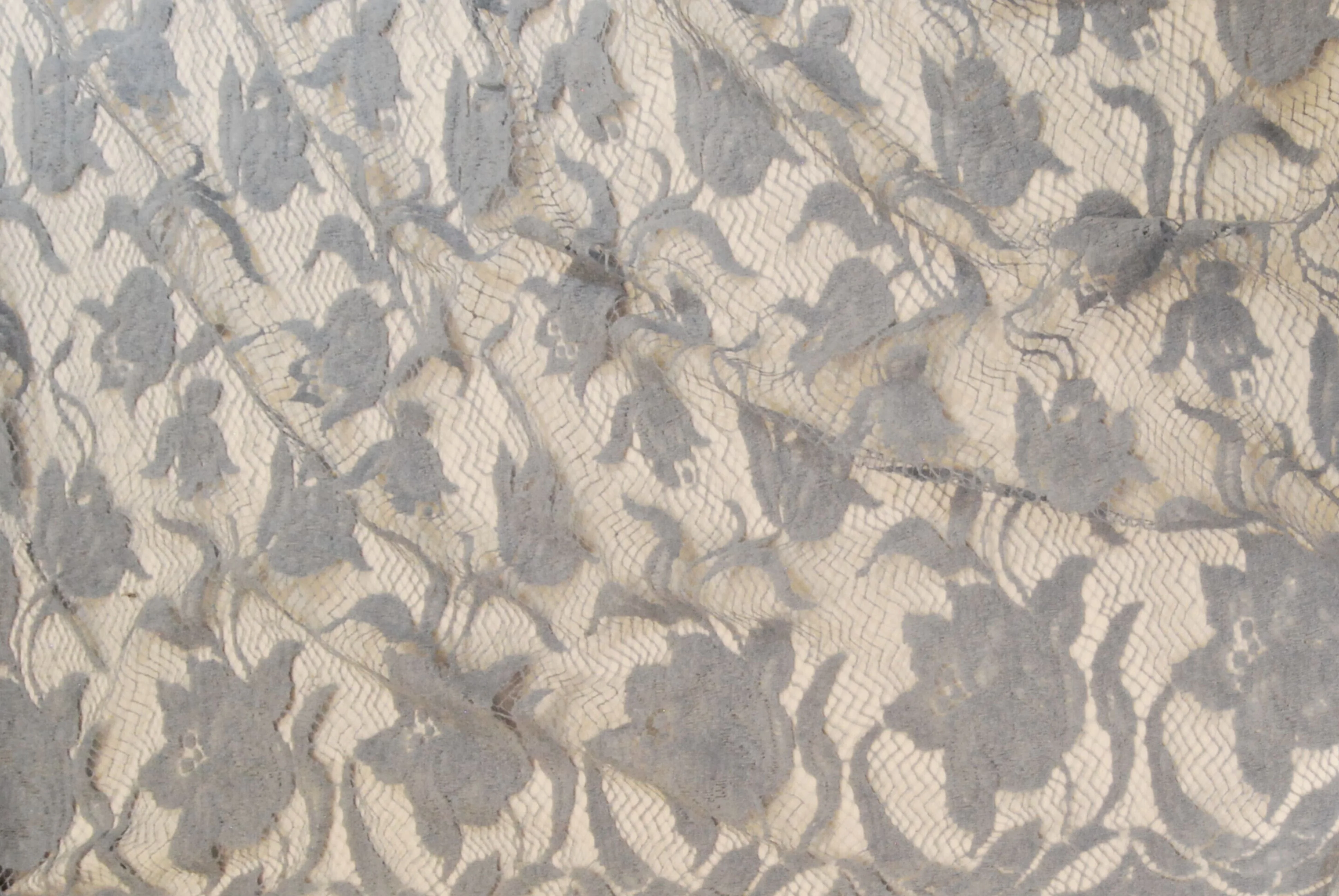 Floral Cotton Lace in Fog Light Blue, Made in France - Image 3