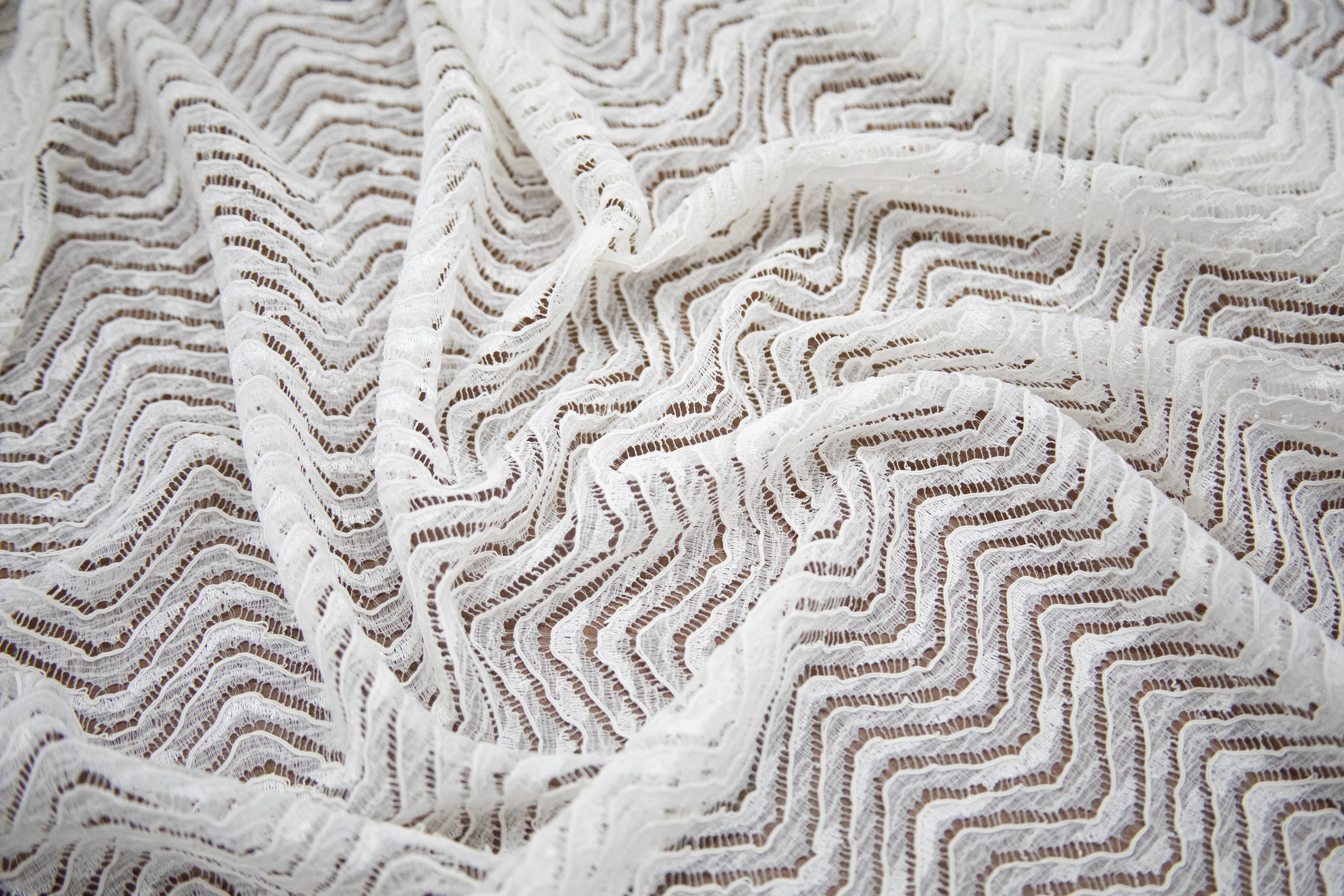 Abstract Stretch Lace in Off-White, Made in France - Image 3