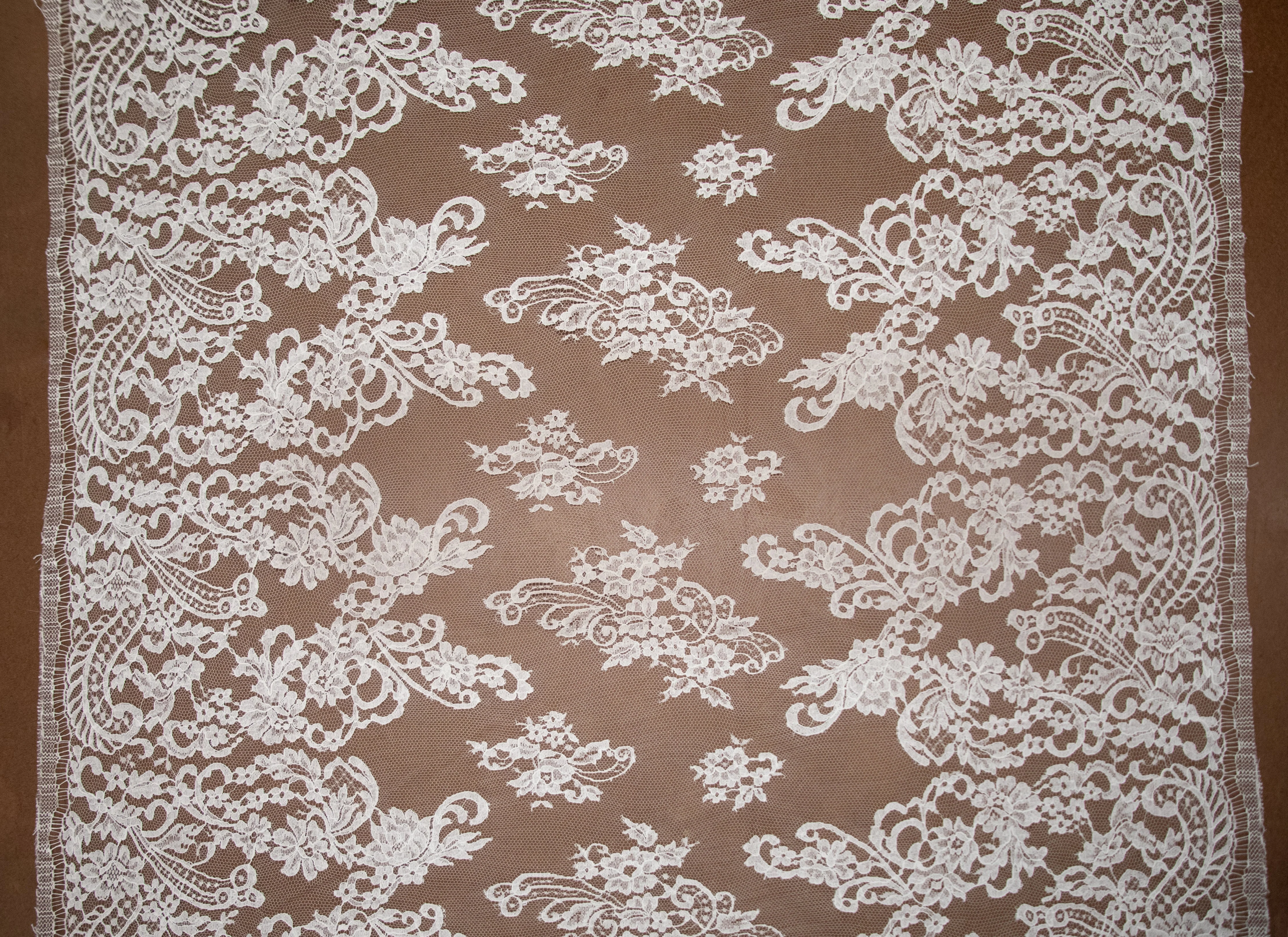Floral Cotton Lace in Off-White, Made in France - Image 3