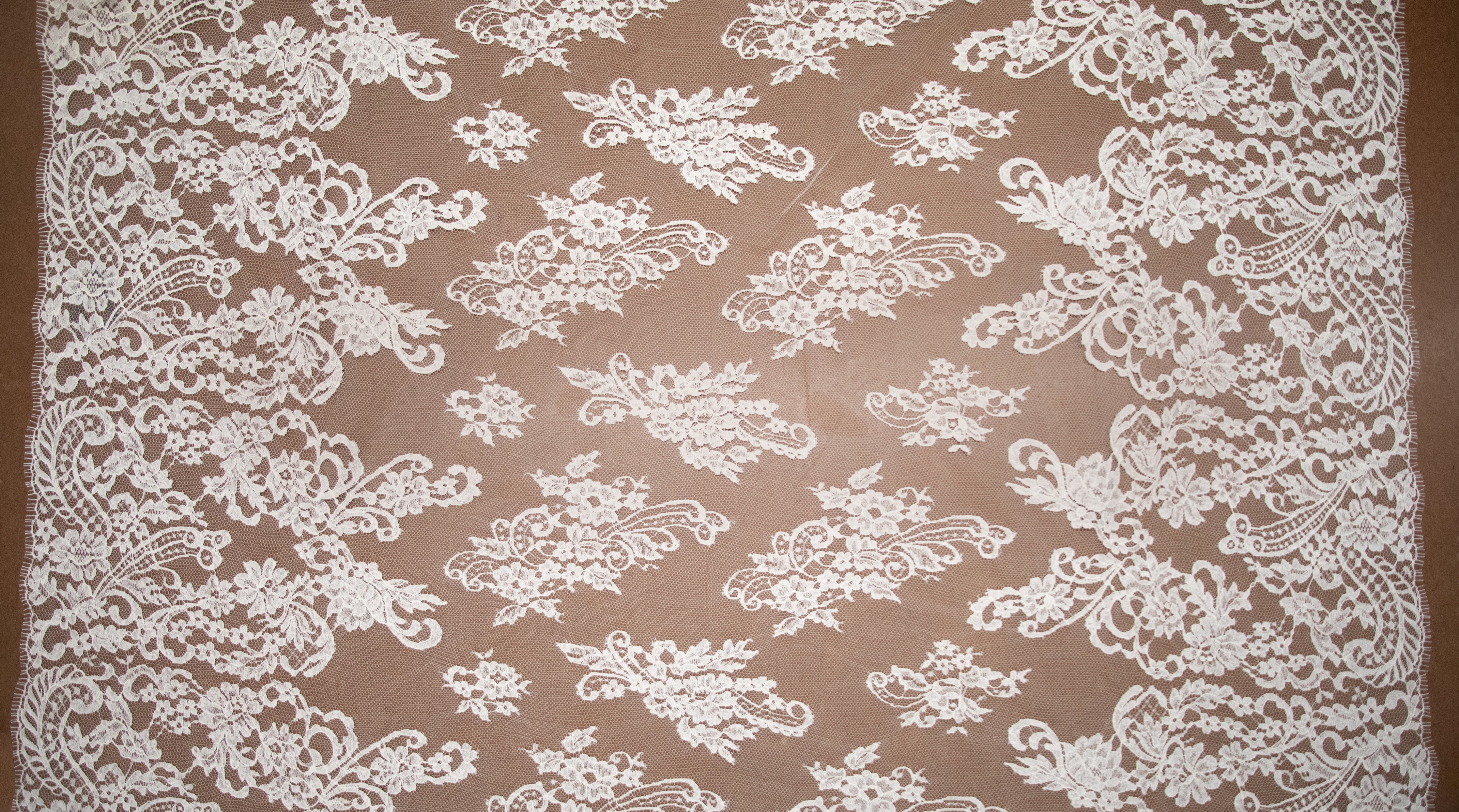 Floral Cotton Lace in Off-White, Made in France - Image 4