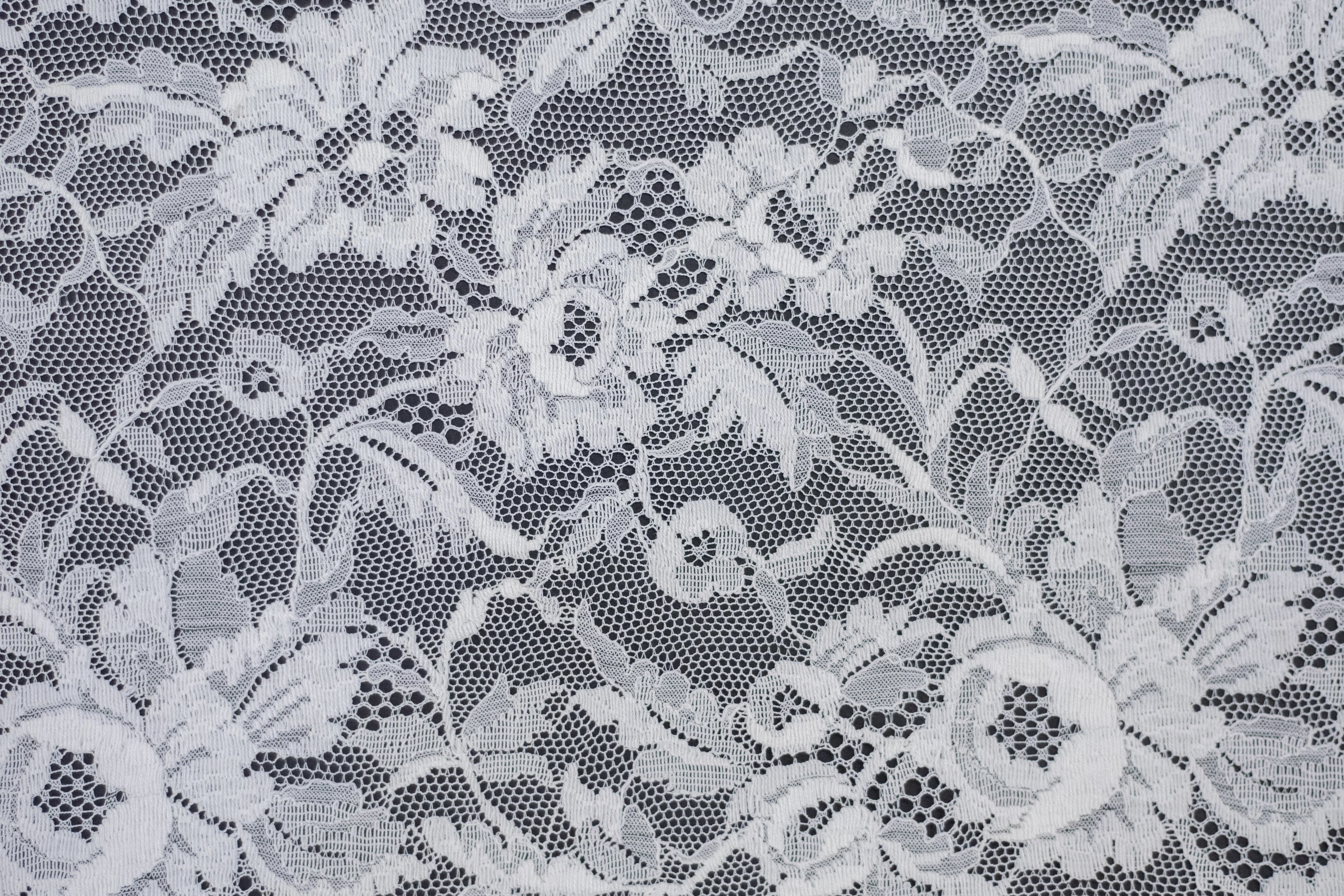 Floral Cotton Lace in Off-White, Made in France - Image 3