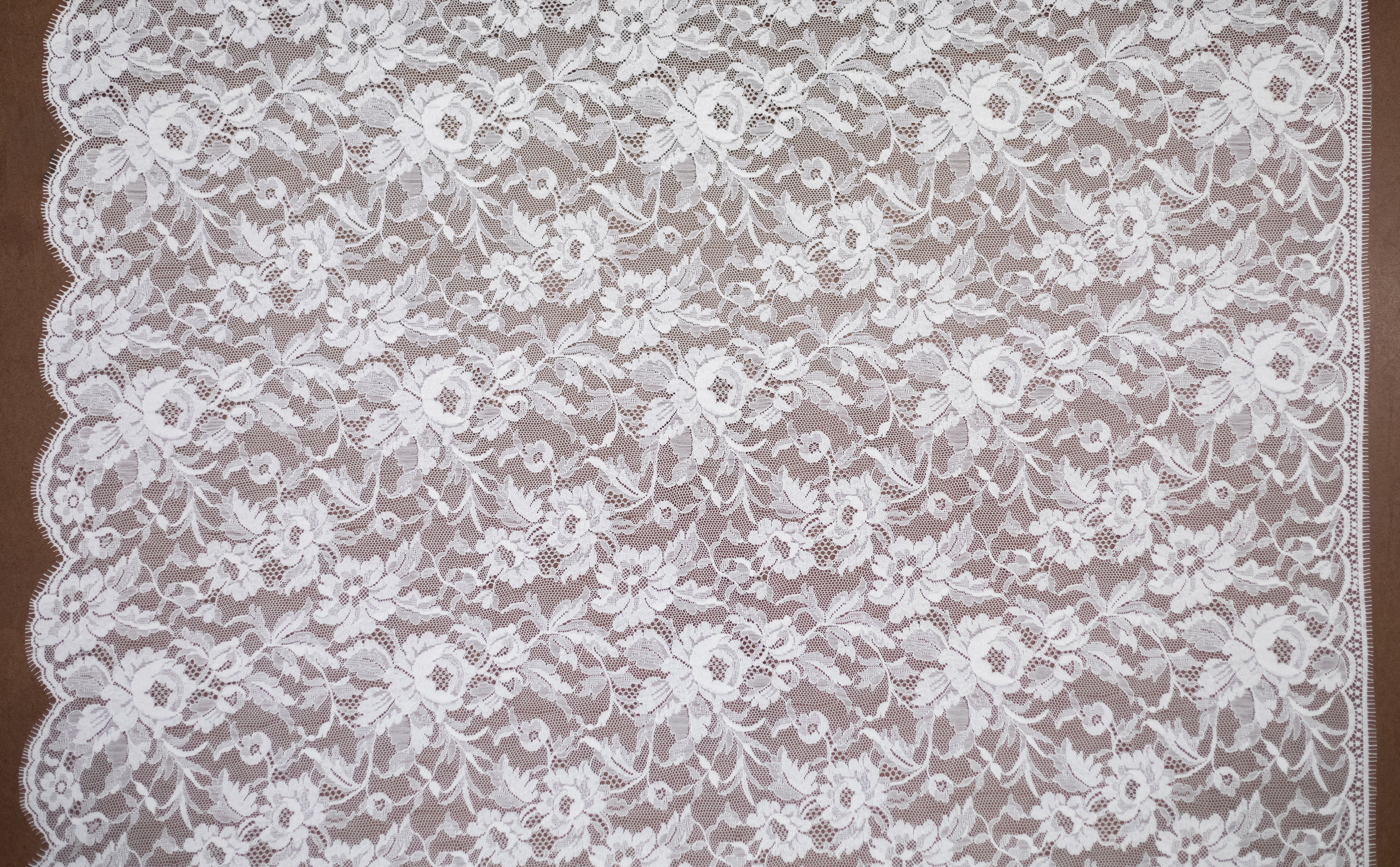 Floral Cotton Lace in Off-White, Made in France - Image 4