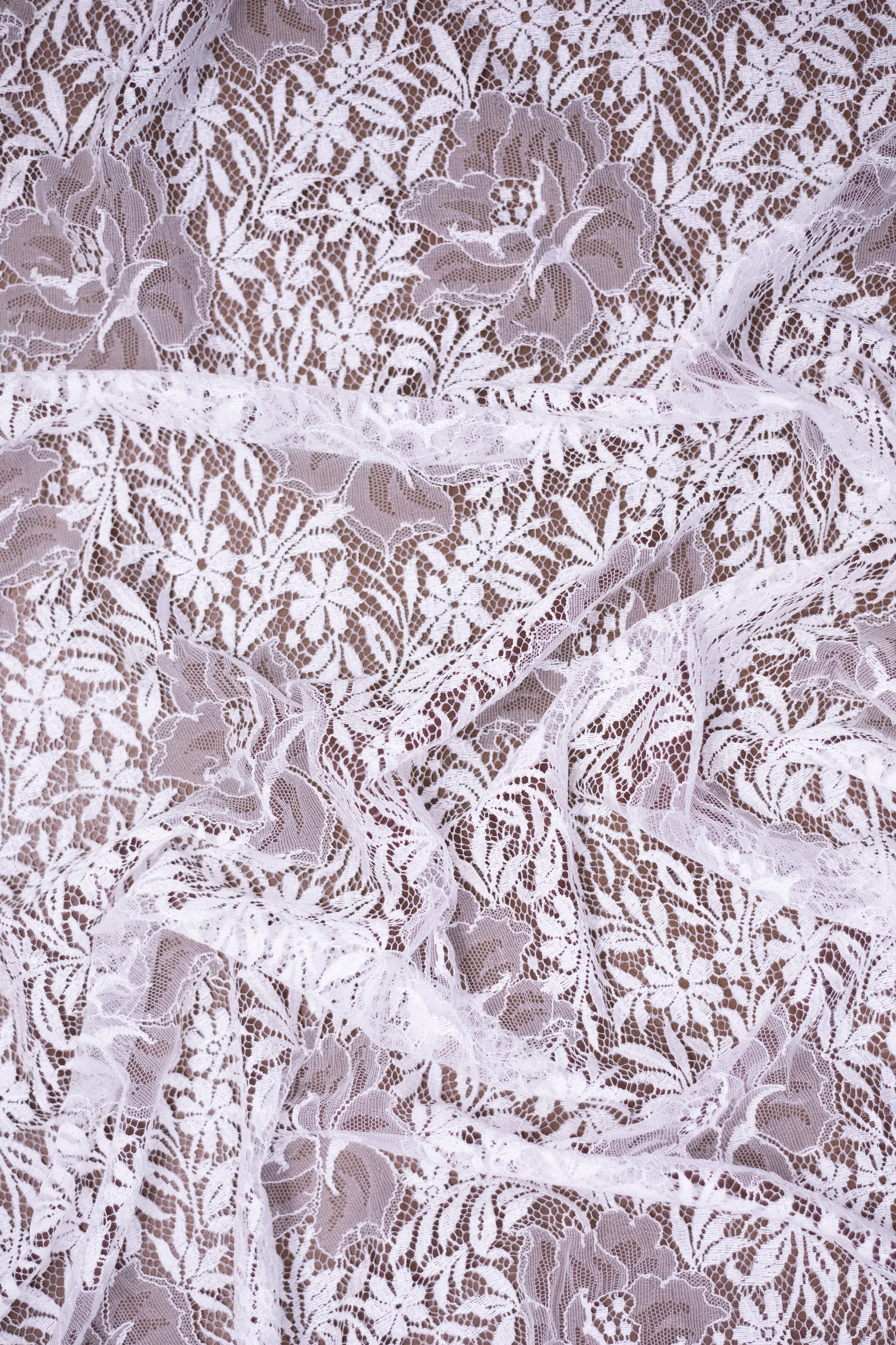 Floral Lace in Off-White, Made in France - Image 3