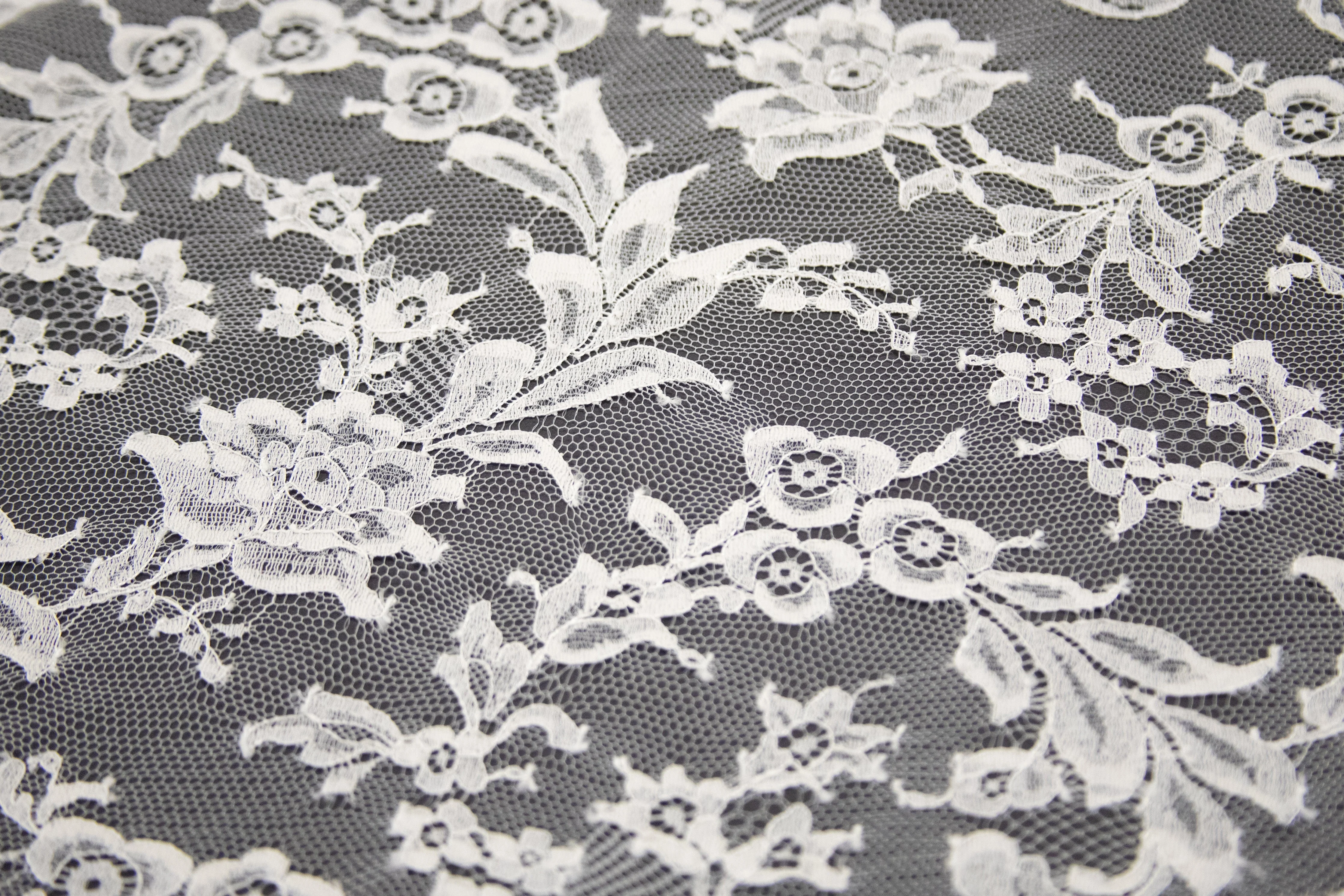 Floral Lace in Off-White, Made in France - Image 3