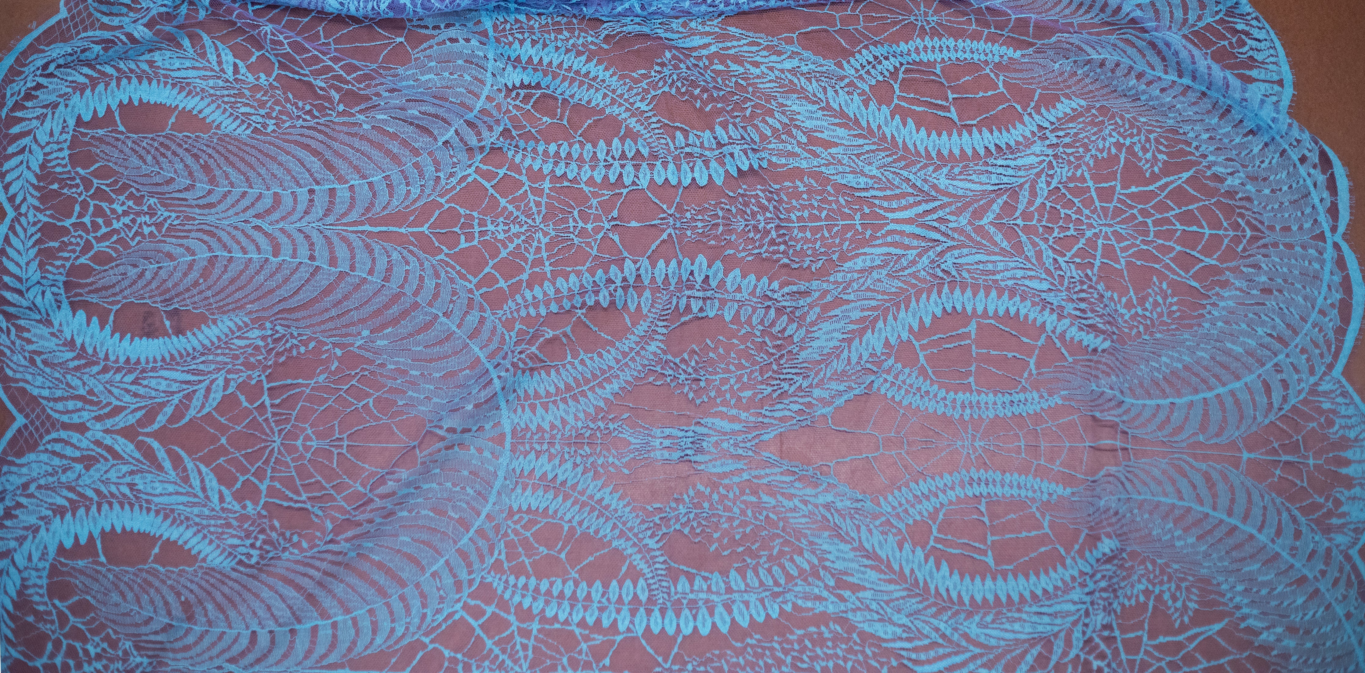 Abstract Lace in Purple/Turquoise, Made in France - Image 3