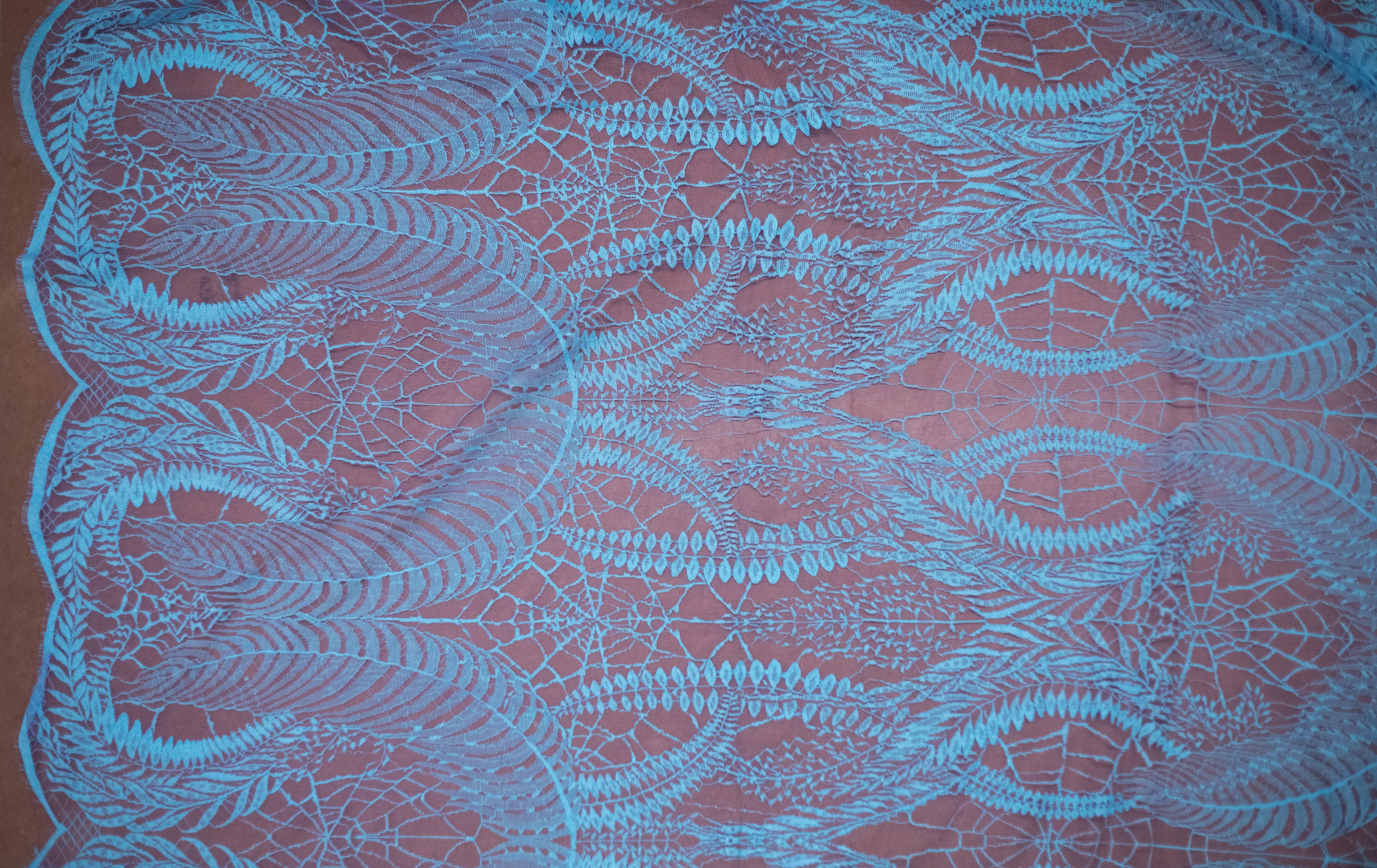 Abstract Lace in Purple/Turquoise, Made in France - Image 4