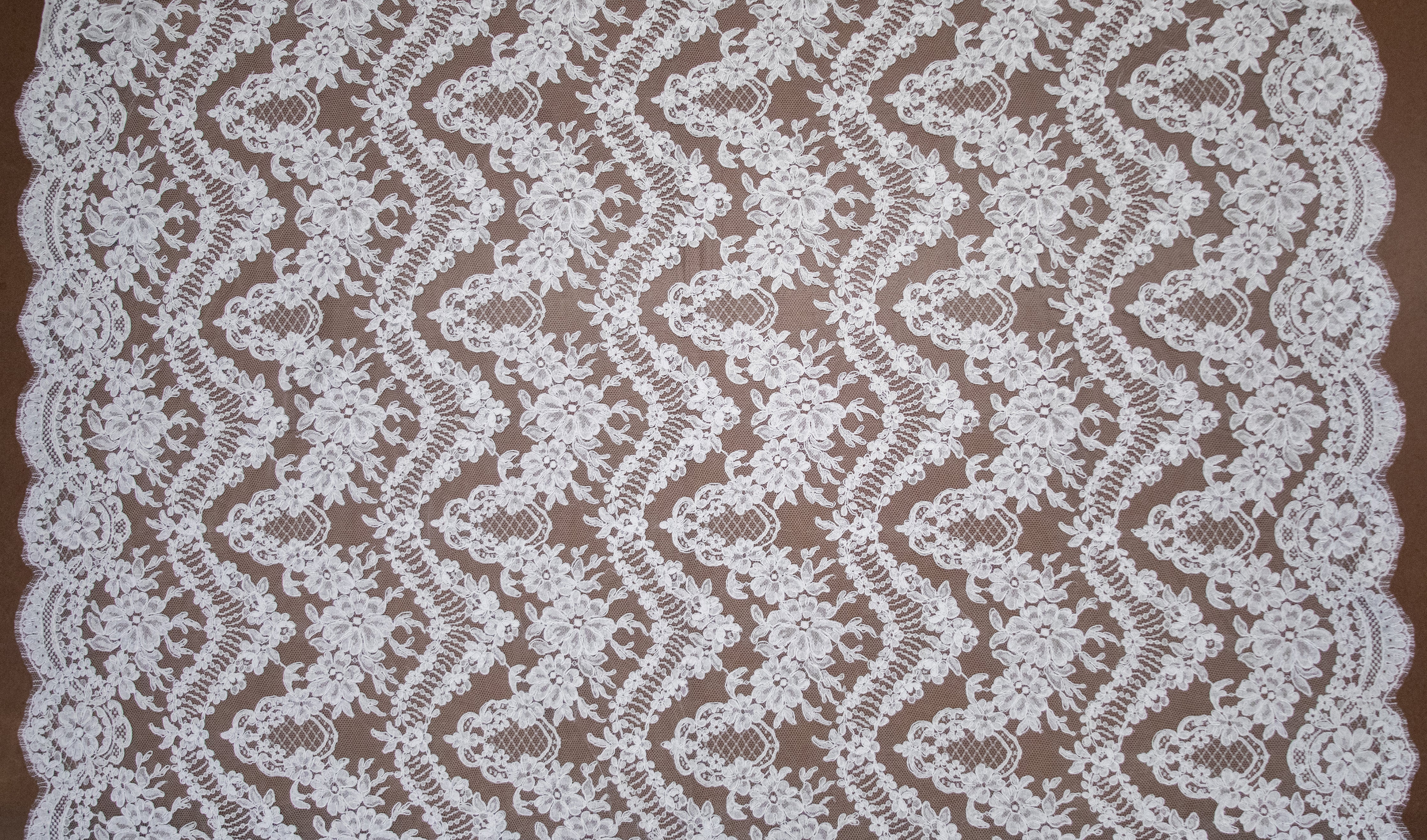Floral Alencon Lace in White, Made in France - Image 4